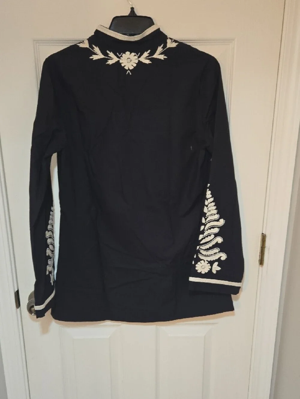 Tory Burch Navy Tunic with White Embroidered Motif